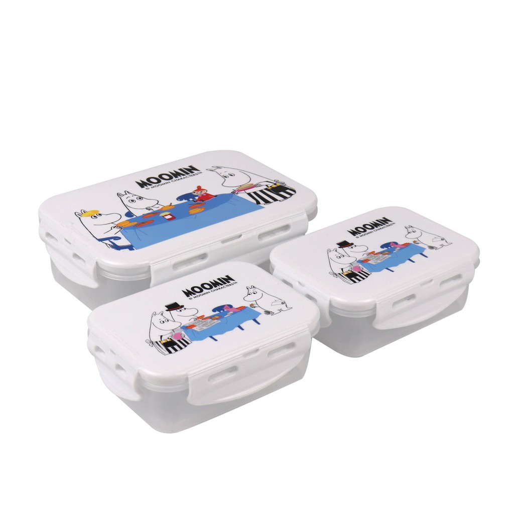 Moomin 6115 AAA (3) กล่องถนอมอาหารพร้อมกระเป๋า 6 ชิ้น (3 กล่อง) ลายลิขสิทธิ์แท้ Moomin Super Lock #6115-AAA