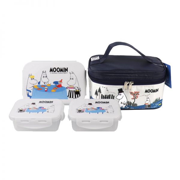 กล่องถนอมอาหารพร้อมกระเป๋า 6 ชิ้น (3 กล่อง) ลายลิขสิทธิ์แท้ Moomin Super Lock #6115-AAA