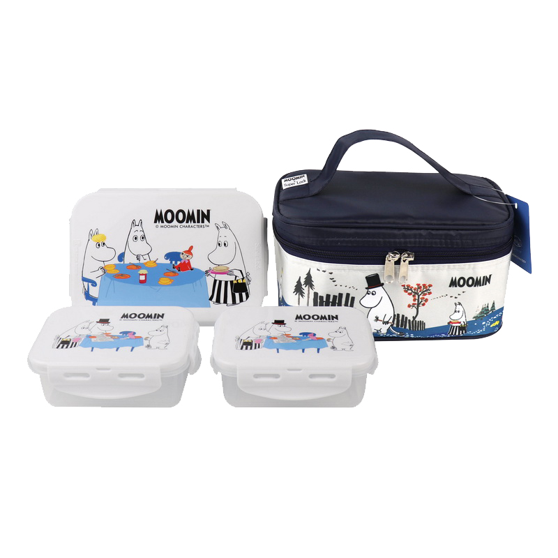 Moomin 6115 bag AAA กล่องถนอมอาหารพร้อมกระเป๋า 6 ชิ้น (3 กล่อง) ลายลิขสิทธิ์แท้ Moomin Super Lock #6115-AAA