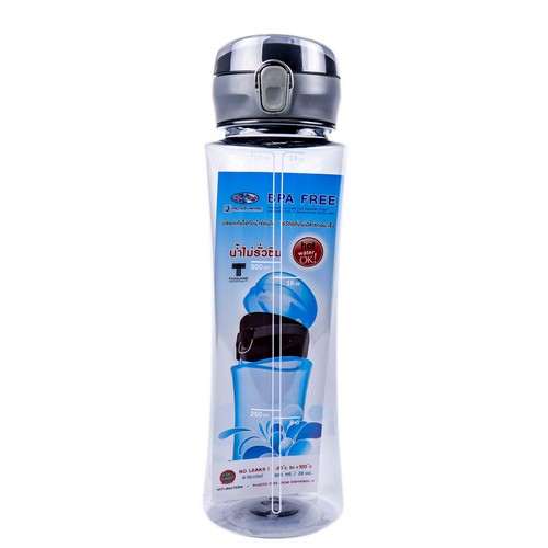 Super Lock กระบอกน้ำพลาสติก ความจุ 800 มล. ปราศจากสารก่อมะเร็ง (BPA Free) สีเทา รุ่น 5296