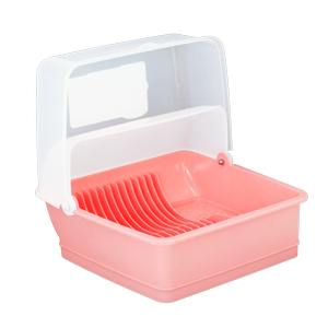 Micronware ที่คว่ำจาน มีฝาปิด ปราศจากสารก่อมะเร็ง (BPA Free) สีชมพู รุ่น 5577