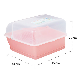 Micronware ที่คว่ำจาน มีฝาปิด ปราศจากสารก่อมะเร็ง (BPA Free) สีชมพู รุ่น 5577