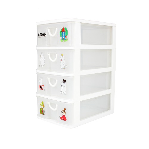 Micronware ลิ้นชักพลาสติก 4 ชั้น Drawer ลายลิขสิทธิ์แท้ Moomin มูมิน ป้องกันแบคทีเรีย BFA Free รุ่น 5808