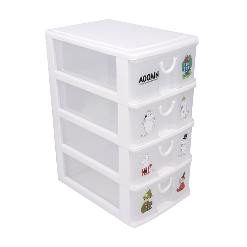 Micronware ลิ้นชักพลาสติก 4 ชั้น Drawer ลายลิขสิทธิ์แท้ Moomin มูมิน ป้องกันแบคทีเรีย BFA Free รุ่น 5808