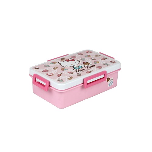 Super Lock กล่องอาหาร พร้อมช้อนส้อมและตะเกียบ ลายลิขสิทธิ์แท้ Hello Kitty สีชมพู แพ็ค 2 ชิ้น ปราศจากสารก่อมะเร็ง (BPA Free) รุ่น 9197-X02