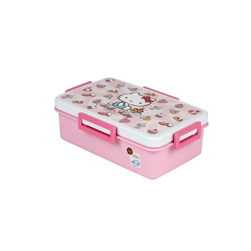 Super Lock กล่องอาหาร พร้อมช้อนส้อมและตะเกียบ ลายลิขสิทธิ์แท้ Hello Kitty สีชมพู แพ็ค 2 ชิ้น ปราศจากสารก่อมะเร็ง (BPA Free) รุ่น 9197-X02