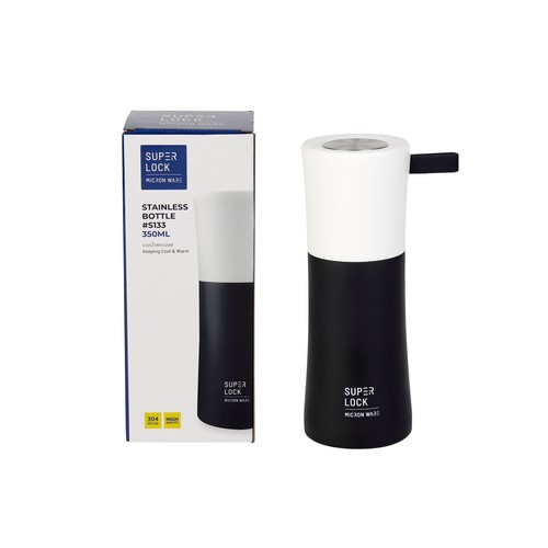 Super Lock ขวดน้ำสแตนเลส ความจุ 350 มล. ปราศจากสารก่อมะเร็ง (BPA Free) สีดำ รุ่น S133