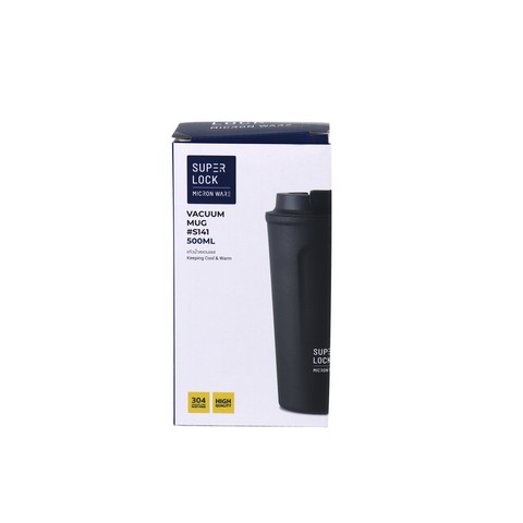 Super Lock แก้วน้ำเก็บอุณหภูมิ 500 มล. วัสดุสแตนเลสคุณภาพสูง เก็บร้อน - เย็น 12 ชม. ไม่รั่วซึม พกพาสะดวก รุ่น S141