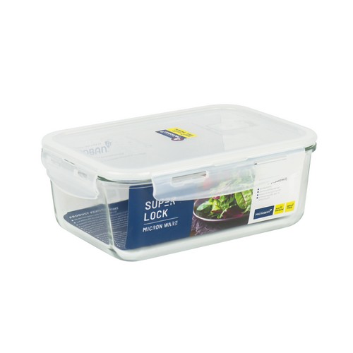 Super Lock กล่องถนอมอาหารแก้ว ทรงผืนผ้า รุ่น 6090 1,500 มล. BPA Free เข้าไมโครเวฟได้ เข้าเตาอบได้
