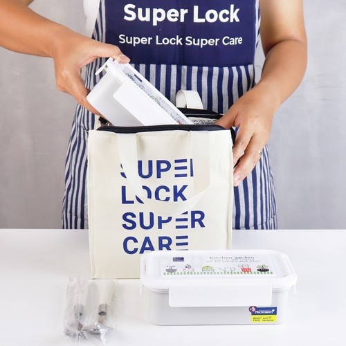 Super Lock ชุดกล่องถนอมอาหาร พร้อมกระเป๋า Super Lock Super Care พร้อมช้อน-ส้อมในตัว รุ่น 6181-PPP Super Lock ชุดกล่องถนอมอาหาร พร้อมกระเป๋า Super Lock Super Care พร้อมช้อน-ส้อมในตัว รุ่น 6181-PPP