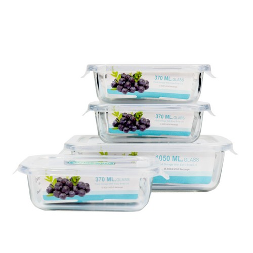 Micronware กล่องแก้วใส่อาหาร 8 ชิ้น รวมฝา (4 กล่อง) รุ่น 6389 ป้องกันแบคทีเรีย BPA Free เข้าไมโครเวฟได้ เข้าเตาอบได้