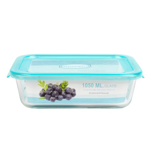 Micronware กล่องแก้วใส่อาหาร ทรงผืนผ้า รุ่น 6389 1050มล. ป้องกันแบคทีเรีย BPA Free เข้าไมโครเวฟได้ เข้าเตาอบได้ สีฟ้า