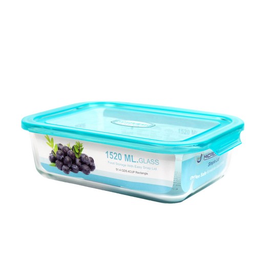 Micronware กล่องแก้วใส่อาหาร ทรงผืนผ้า รุ่น 6390 1520มล. ป้องกันแบคทีเรีย BPA Free เข้าไมโครเวฟได้ เข้าเตาอบได้