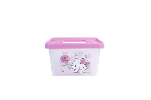 Micronware กล่องอเนกประสงค์ มีหูหิ้ว ลายลิขสิทธิ์แท้ คิตตี้ สีชมพู ความจุ 4.5 ลิตร รุ่น 6641