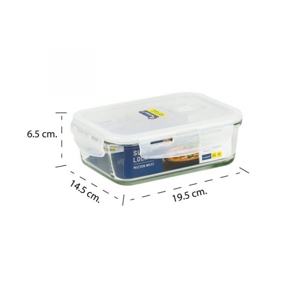 Super Lock Glass กล่องใส่อาหาร แบบแก้ว ความจุ 800 มล. ปราศจากสารก่อมะเร็ง (BPA Free) รุ่น 6089