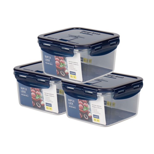 Super Lock กล่องถนอมอาหาร Tritan ใสเหมือนแก้ว 6 ชิ้น รวมฝา (3 กล่อง) รุ่น 6886 ป้องกันแบคทีเรีย BPA Free เข้าไมโครเวฟได้