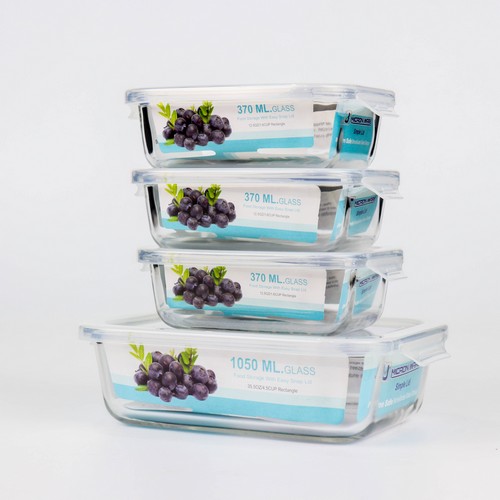 Micronware กล่องแก้วใส่อาหาร 8 ชิ้น รวมฝา (4 กล่อง) รุ่น 6389 ป้องกันแบคทีเรีย BPA Free เข้าไมโครเวฟได้ เข้าเตาอบได้