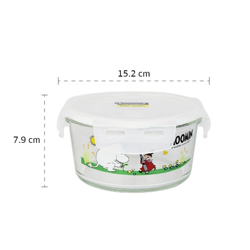 Super Lock กล่องถนอมอาหารแก้ว ทรงกลม ลายลิขสิทธิ์แท้มูมิน Moomin ความจุ 750 มล. รุ่น 6082